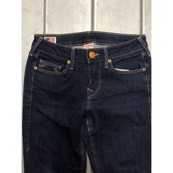 True Religion Womens Jeans Size 26 Halle Blue Dark Wash Denim Y2K Made In USA - Picture 3 of 8
